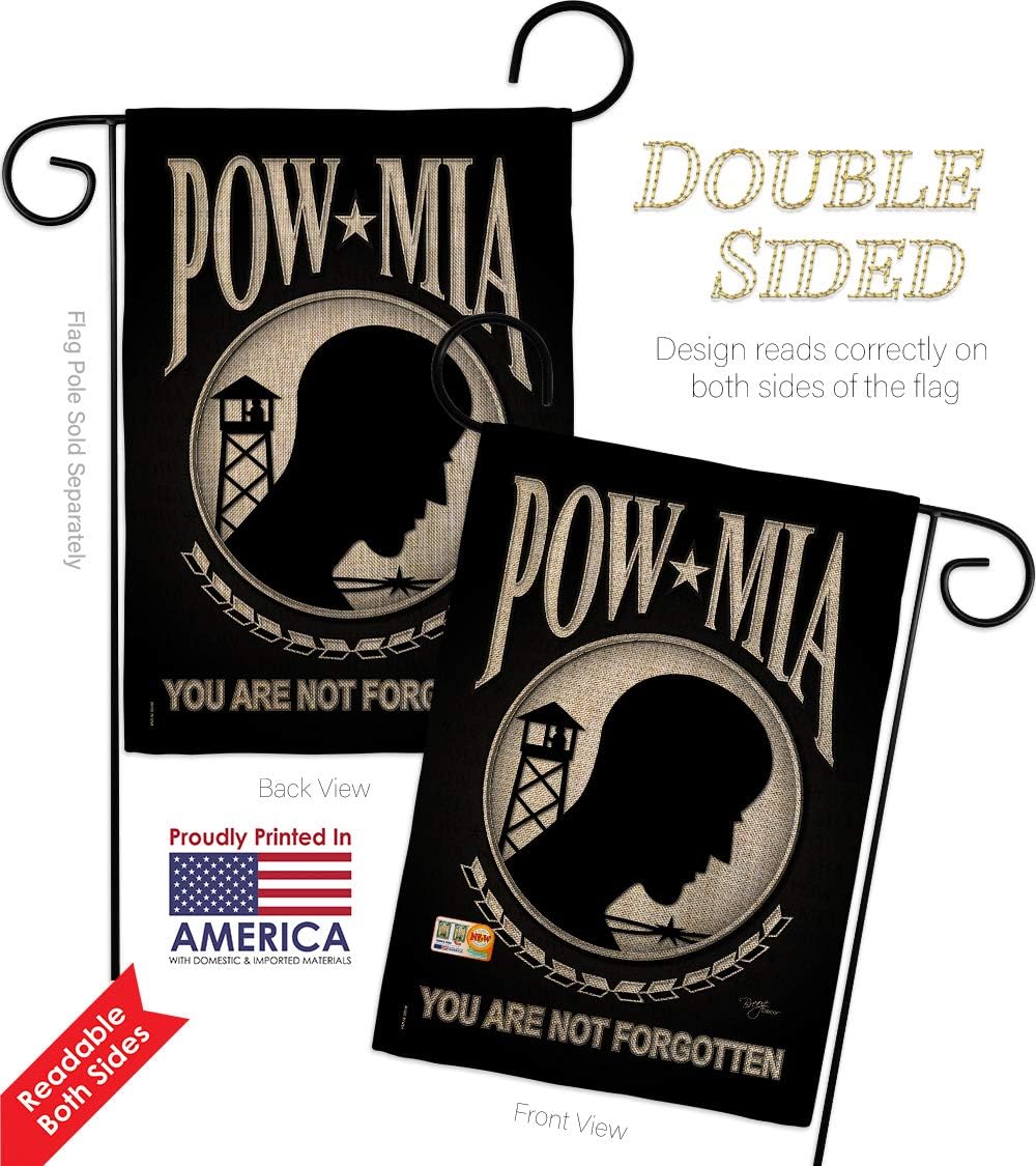 Service POW/MIA Burlap Garden Flag Armed Forces All Branches Support Honor United State American Military Veteran Official Small Decorative Gift Yard House Banner Double-Sided Made In USA 13 X 18.5