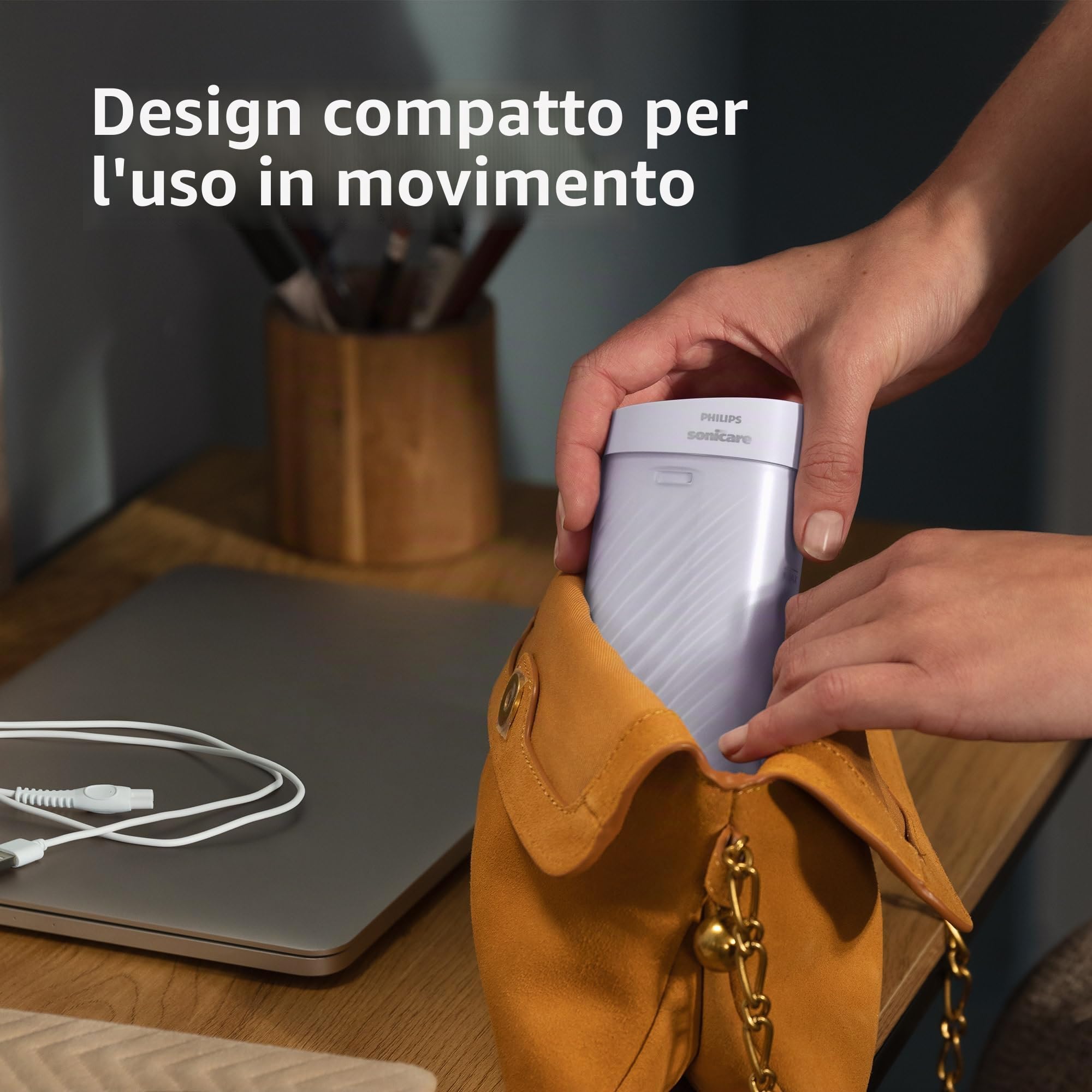 Philips Sonicare Flosser compatto 1000, idropulsore portatile con 3 modalità di filo interdentale, irrigatore orale impermeabile IPX7, adatto ai viaggi, viola, modello HX3333/23