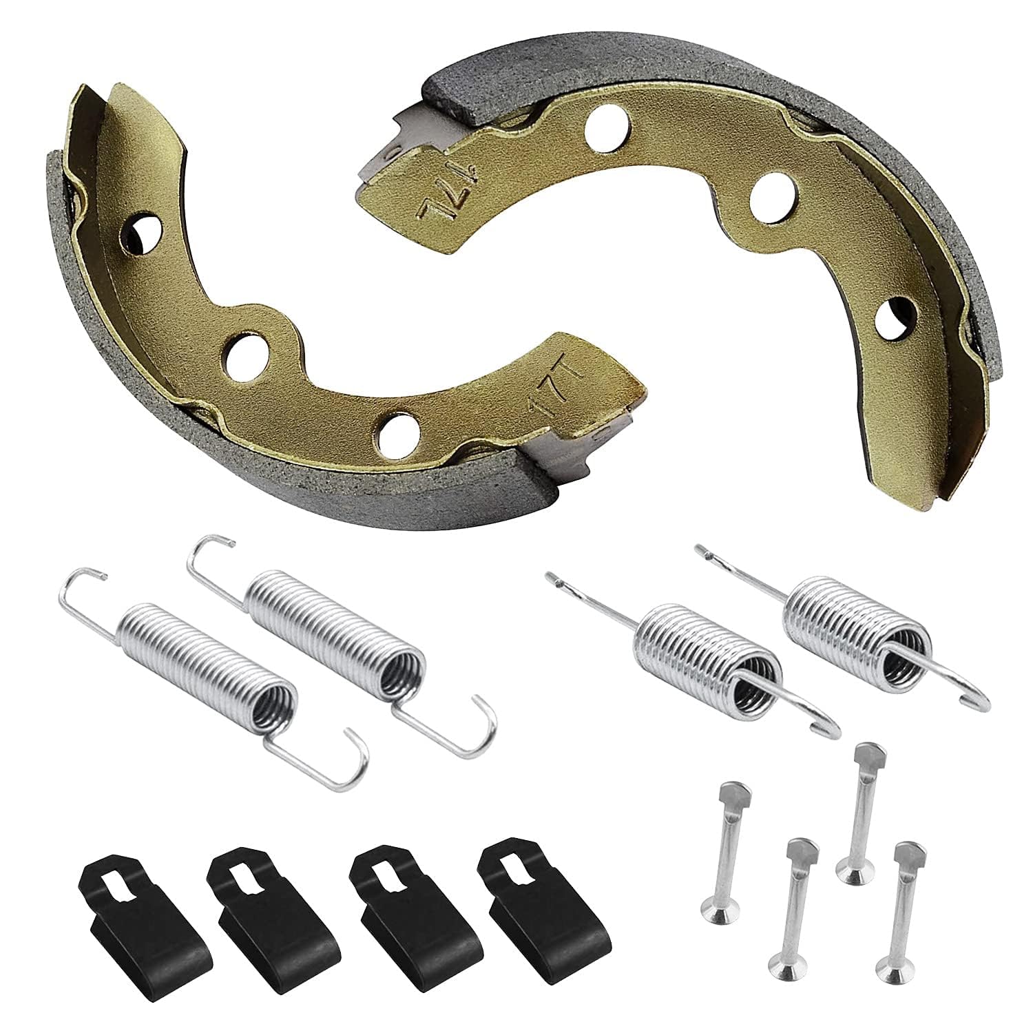 LEAPGOMAX Club Car Brake Shoes and Spring Kit for DS G&E 1995-up (Automatic Adjust)& Precedent 1018232-01 Golf Cart Replacement Brake Shoe Pads (2 Short & 2 Long)