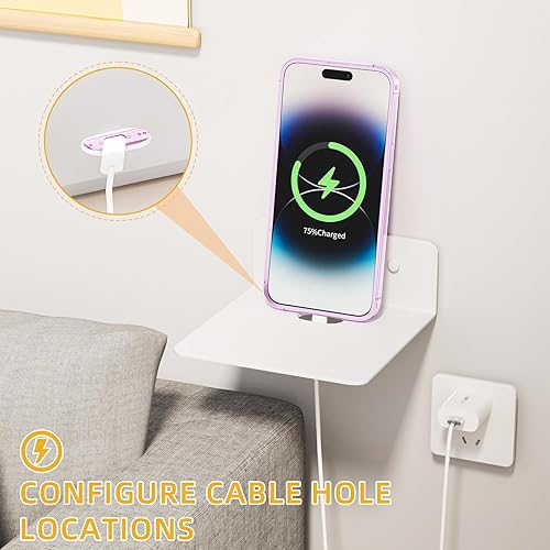 Miniatura 4 de Small White Shelves for Wall, 4.92 Inch Metal Floating Shelves for Echo, Cameras, Small Speaker, Adhesive Display Ledges, No Drilling Wall Shelves