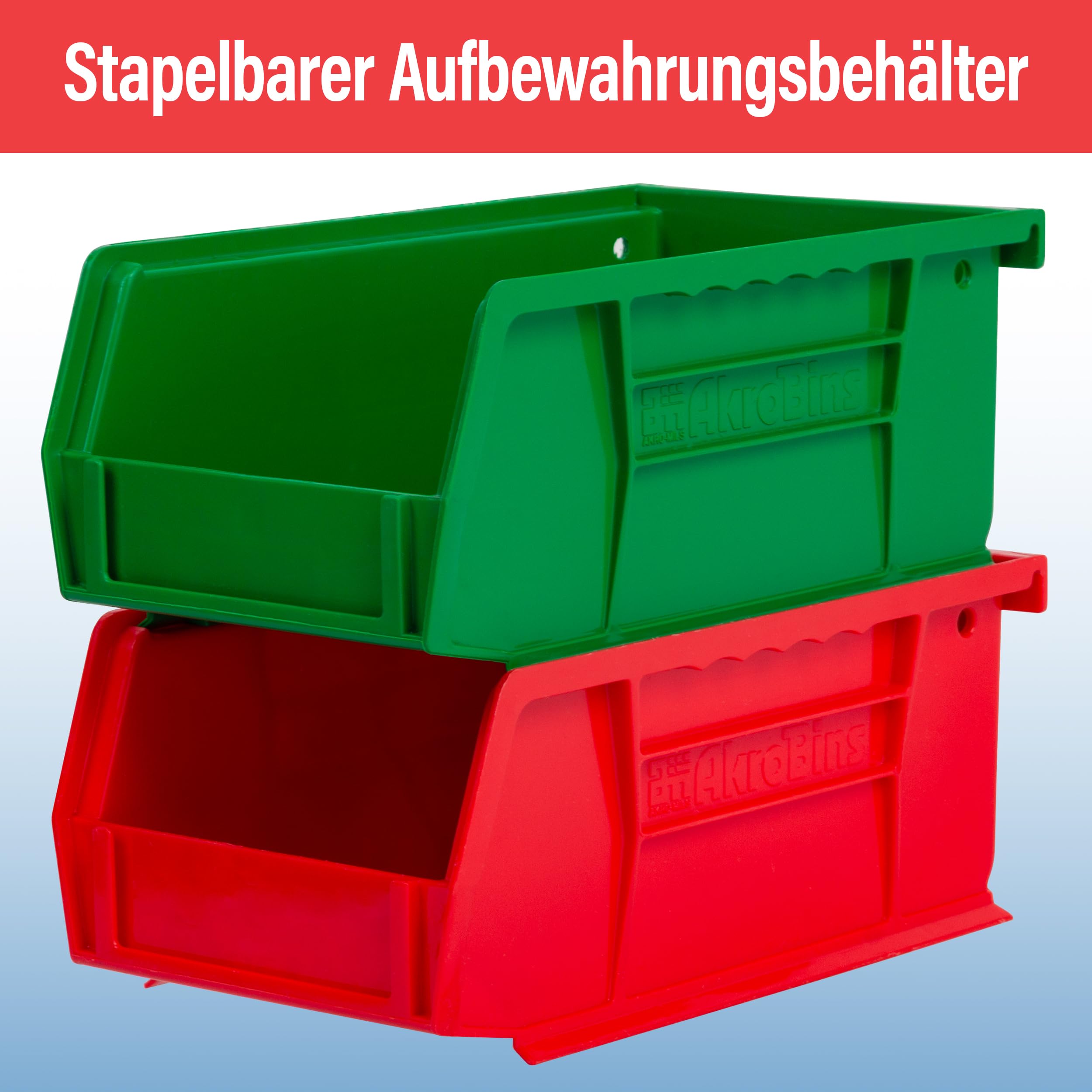 Akro-Mils 30220 AkroBins Kunststoff-Aufbewahrungsbehälter, platzsparend, stapelbar, für Garage, Speisekammer, Bastelorganisation, 17,8 x 10,2 x 7,6 cm, Blau, 24 Stück