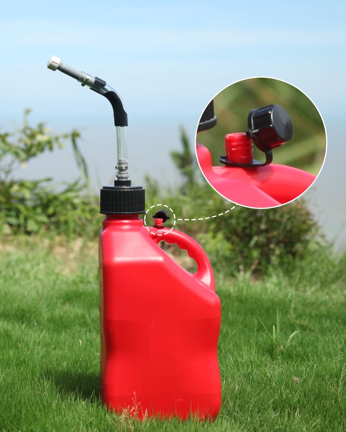 VP Gas Can Hose, 3 PCS Racing Fuel Jug Hose with 1 PCS Bender and 4 PCS Vent Caps Replacement for Jegs's Racing Fuel Jug 3/5/5.5 Gallon Gas Cans Motorsport Container