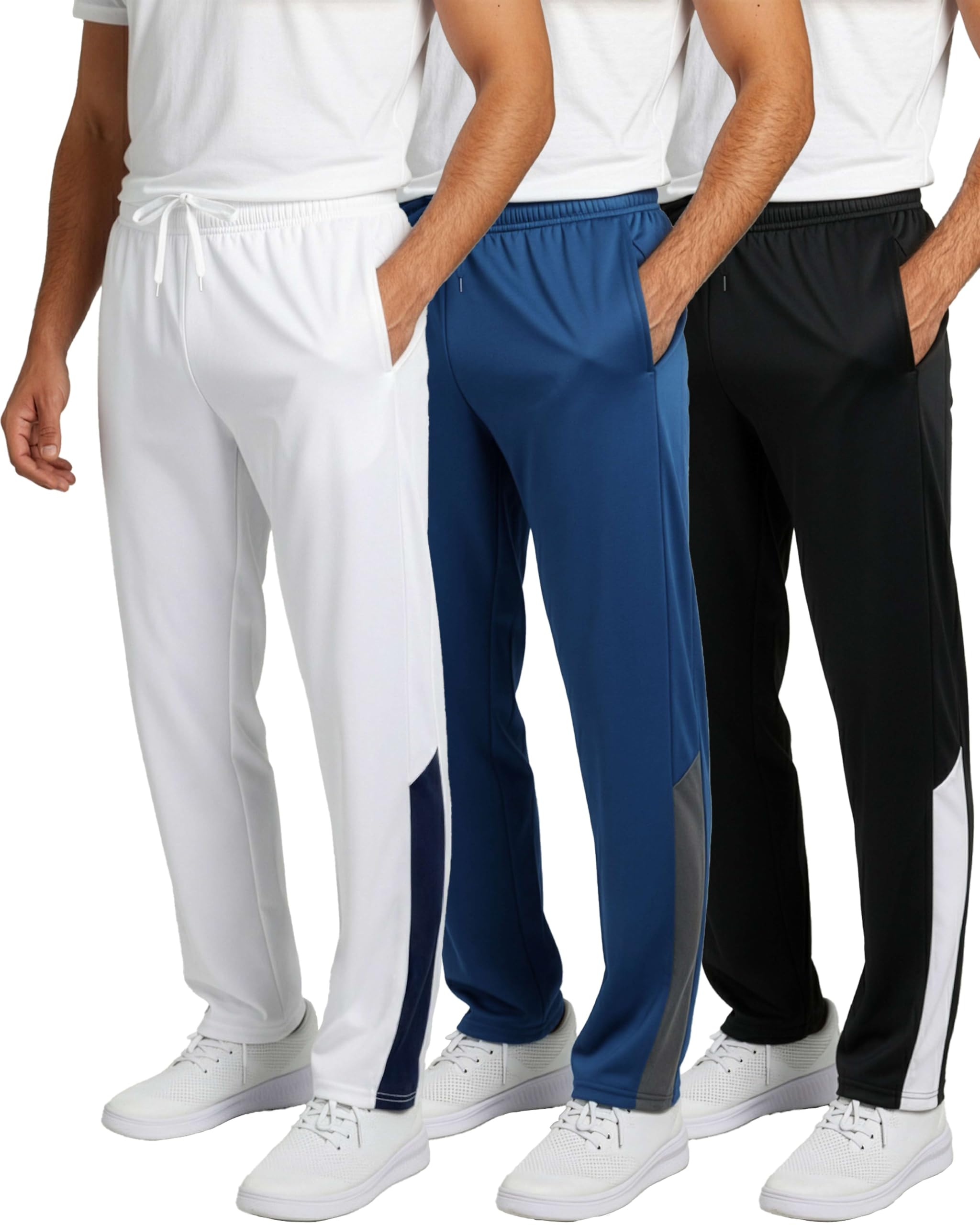 Real Essentials 3 Pack: Men’s Sweatpants – Athletic Track Pants with Pockets | Workout, Running & Lounge (Big and Tall)
