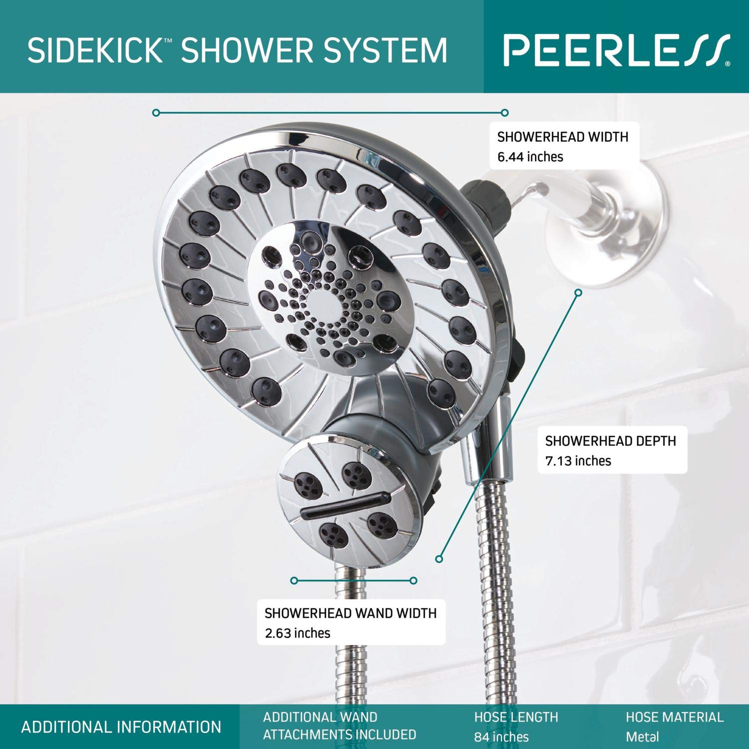Peerless 76465D Sidekick zestaw prysznicowy dwa w jednym, chrom