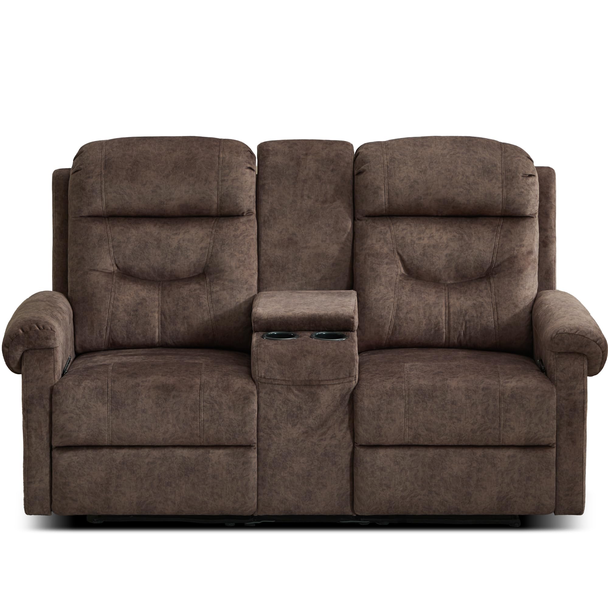 DRMBOOK Velvet Loveseat Recliner with Console