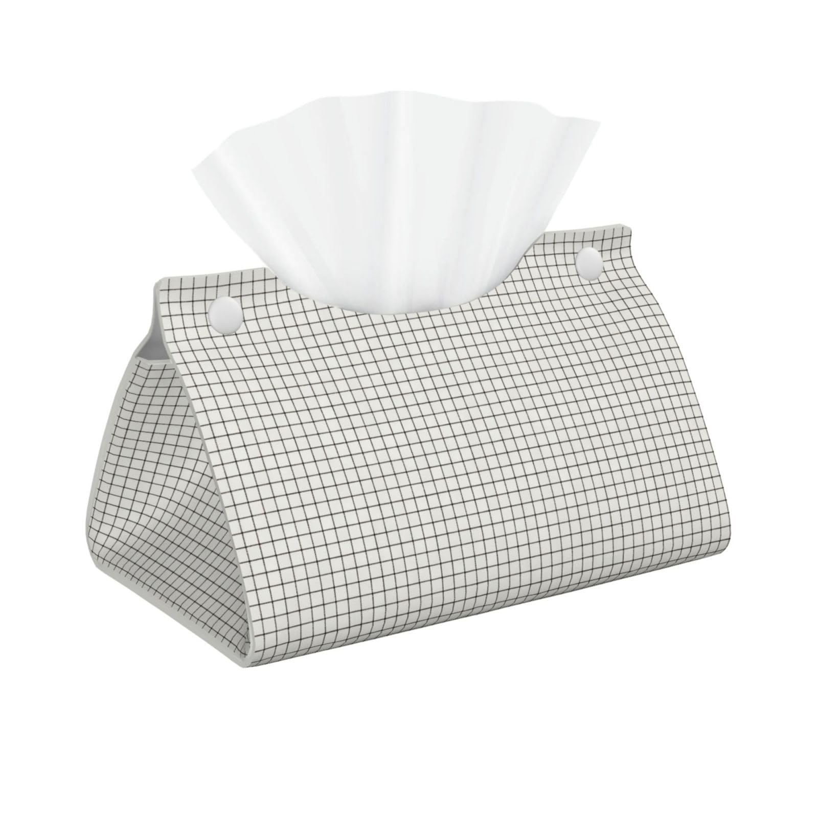 Black White Plaid Long Leather Tissue Box Cover-Waterproof PU Leather Tissue Holder for Bathroom, Decorative Rectangular Tissue Case