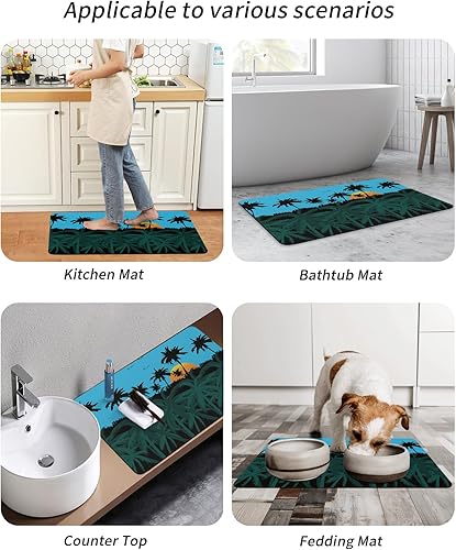 Miniatura 6 de Tapete de baño de árbol de coco para bañera, antideslizante, de secado rápido y absorbente, tierra de diatomeas, cocina, ducha, fregadero, lavable