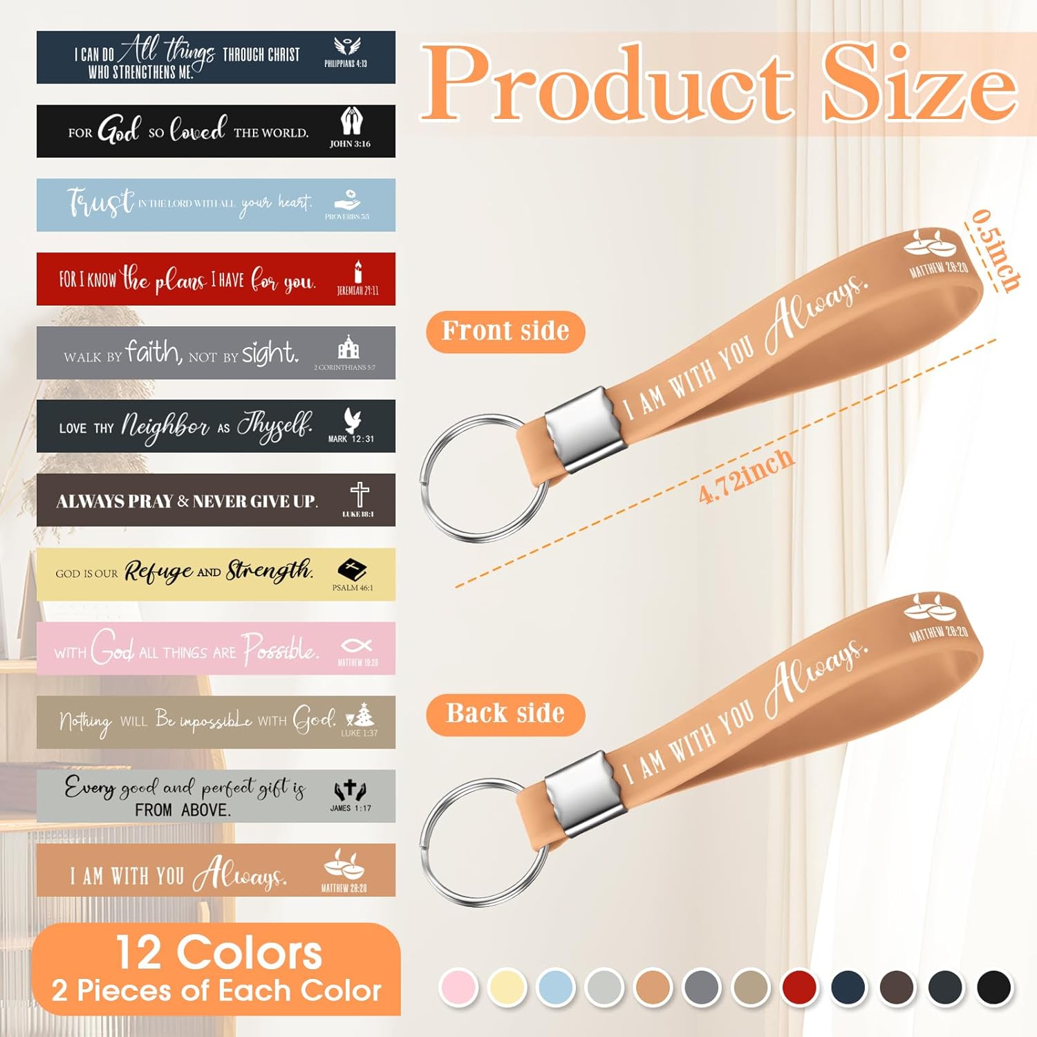 Sayglossy 72 Pcs Christian Bible Gifts Set Bulk Religious Mother's Day Ideal Gifts Scripture Notebooks Plastic Ballpoint Pens Verse Keychains for Sunday School Christian Vbs Church Members(Pastel)
