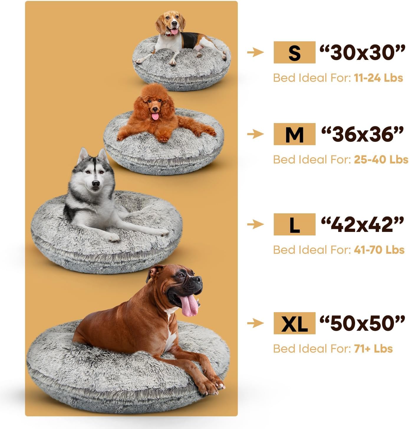 review Bessie and Barnie Bagel Donut Dog Bed - Extra Plush Faux Fur - Circle/Donut Dog Bed - Waterproof Lining and Removable Washable Cover - Calming Dog Bed - Multiple Sizes & Colors Available