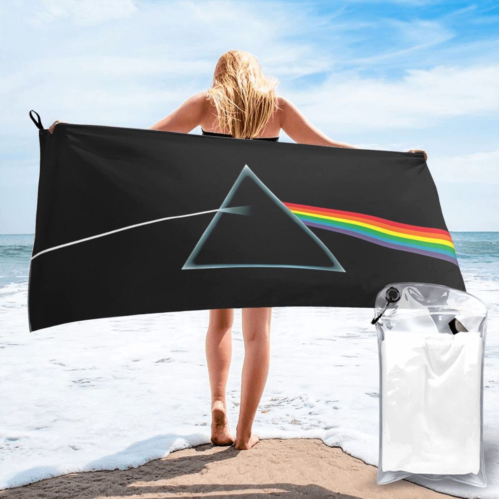 Ezkyztlw Girls As Pic Pink Rainbow Floyd Beach Towel Microfiber Bath Towel For Sand Free Quick Dry Womens Travel Towels For Yoga Sports 31.5"X63"