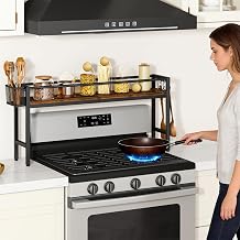 YMYNY 32.5" Spice Rack Over Stove Kitchen Organizer Black UHSR008B