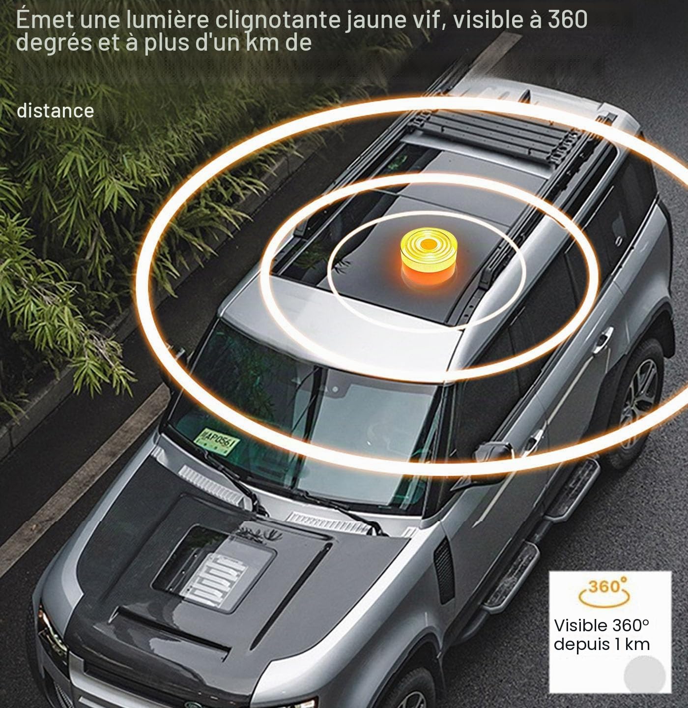 Balise V16 connectée à DGT 3.0 avec géolocalisation, lumière d'urgence V16 homologuée pour voiture, données incluses jusqu'à 2038 (V16 blanc X1)