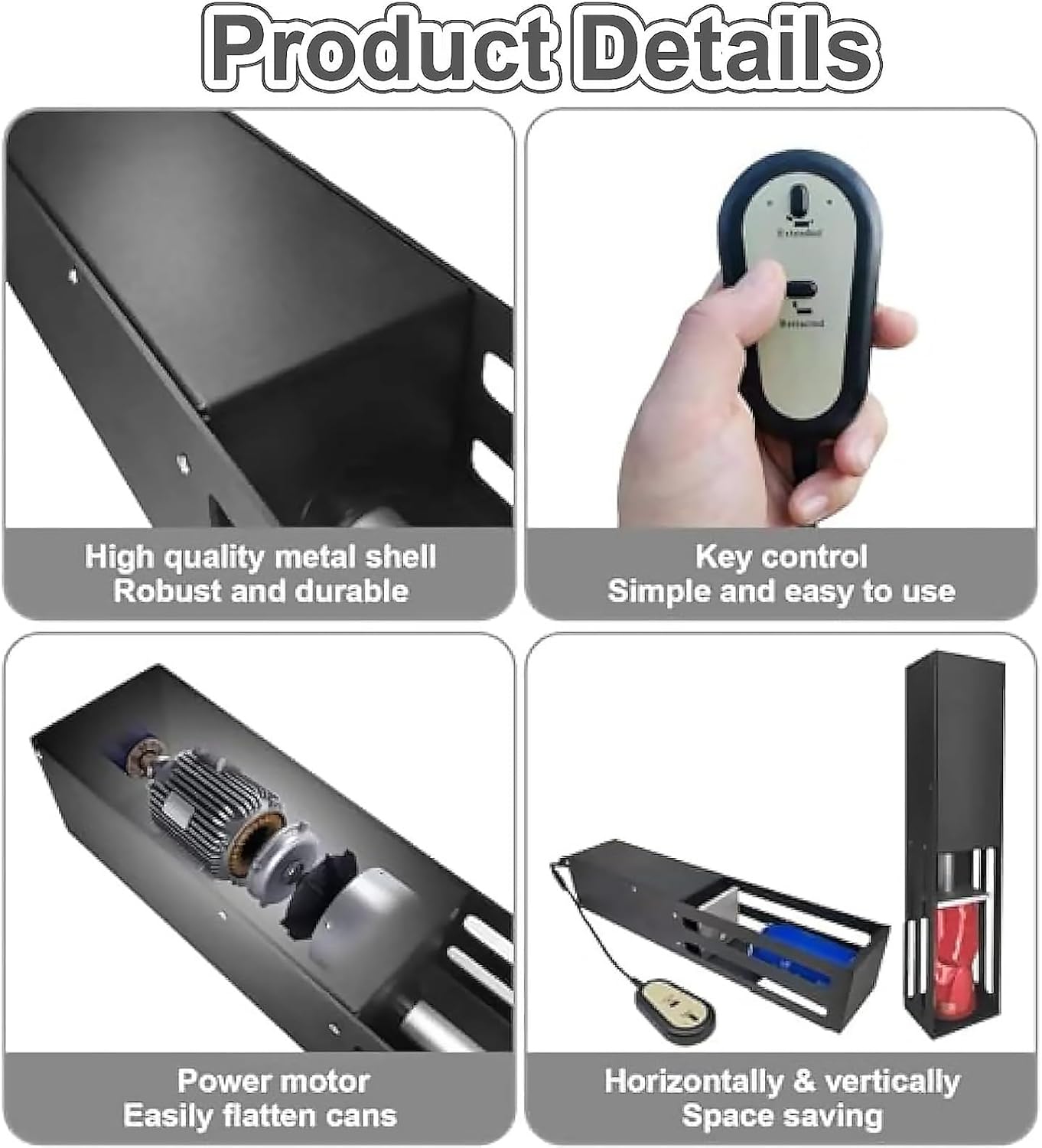 Electric Can Crusher for Recycling,12 oz ~16 oz Aluminium Cans Crusher, Automatic Heavy Duty Crusher (Black)