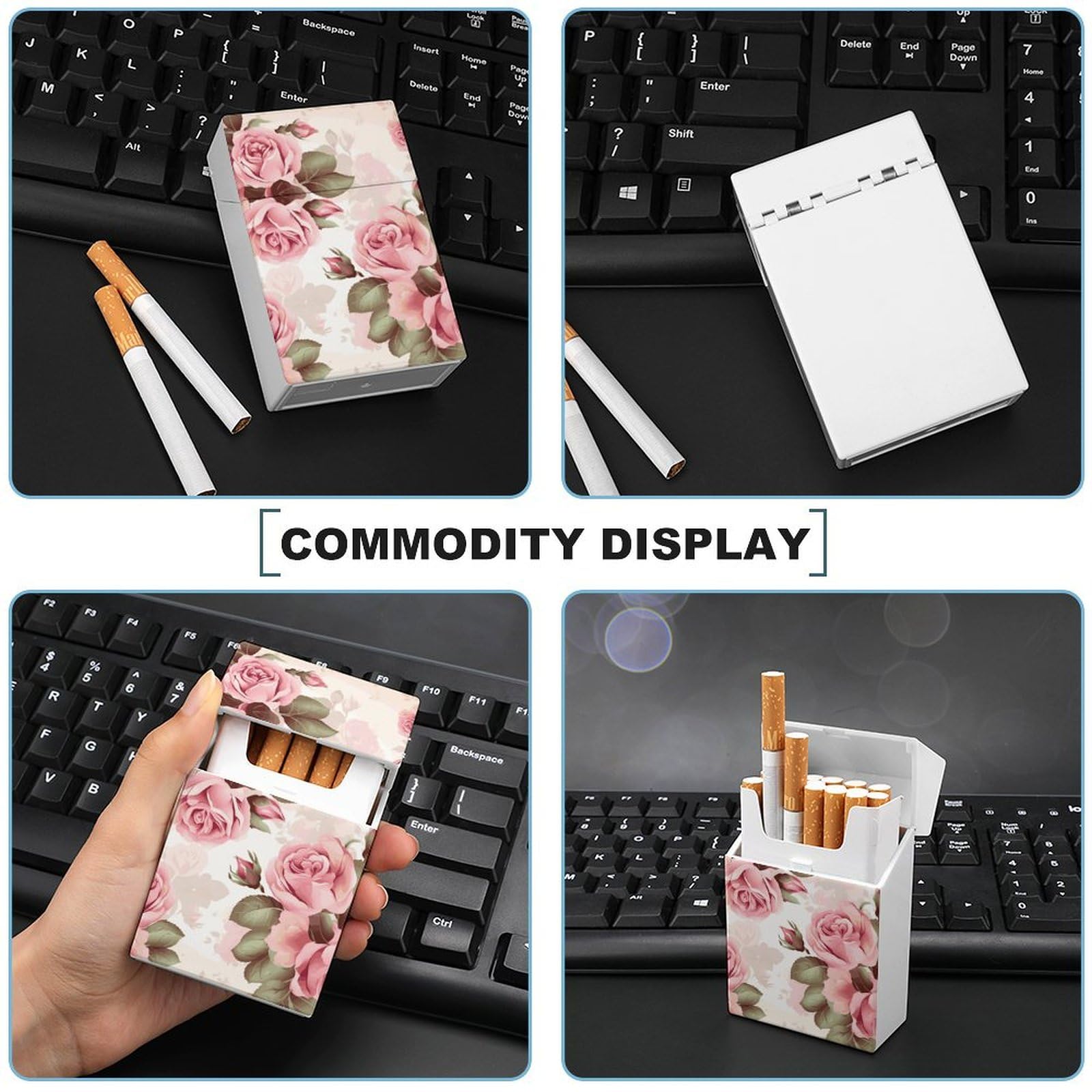 Amazon.com: Stylish Cigarette Case Pink Rose Floral Cigarette Box Extra  Slim Cigarette Case : Health & Household