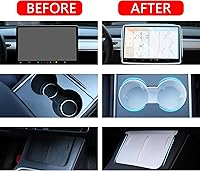 Vista 8 de 3 piezas de accesorios para consola central para Tesla Model Y 2021-2024 y Model 3 2021-2023, inserto para portavasos, protector de borde