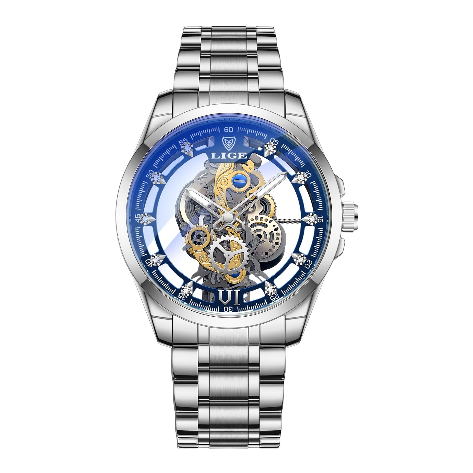 LIGE Orologio da uomo 3ATM impermeabile in acciaio inossidabile analogico al quarzo sportivo cronografo classico bracciale orologi,Regali per gli uomini
