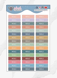 Meals Script White Border Label Planner Stickers, Plush Planning Colors, Removable Stickers