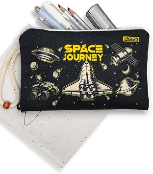 Uzay Mekiği Space Shuttle Desenli Kalem Kutusu Yıkanabilir Bez Kalemlik