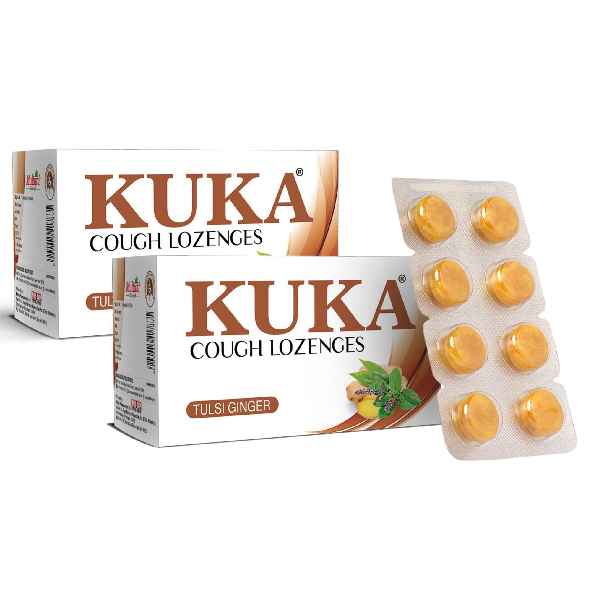 Multani Kuka Cough Lozenges | 8x6-Strip (Pack of 2) | Tulsi Ginger Drop | Quick Relief From Cough, Sore Throat & Throat Irritation | Ayurvedic Cough Relief Products (96 Lozenges)-image-20