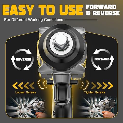 Miniatura 7 de Llave de impacto inalámbrica de 1/2 pulgada para batería Dewalt de 20V, 1000FT-LBS(1360N.m) Pistola de impacto eléctrica sin escobillas, Llave de