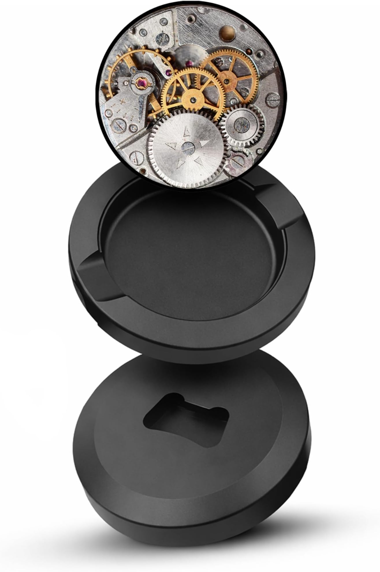 Duo Steampunk Clockwork Snus Pouch Organizer Tin, Dual-Chamber Design, Airtight O-Ring Seal, Odor-Reducing Pocket Stash, Compact Travel Container Duo Black