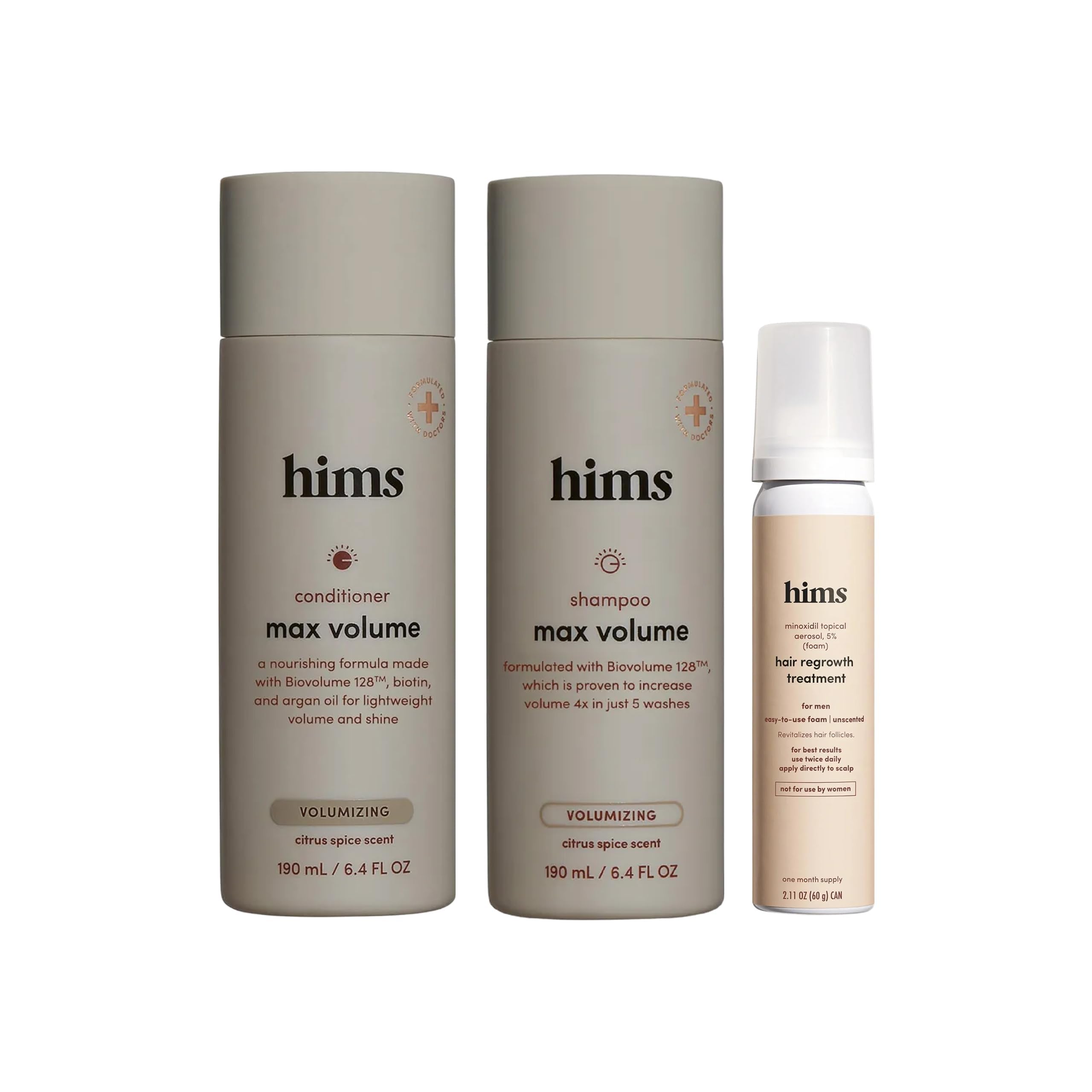 hims Max Volume Mens Shampoo Conditioner Set - Volumizing Natural - Citrus Spice - 2 x 6 4