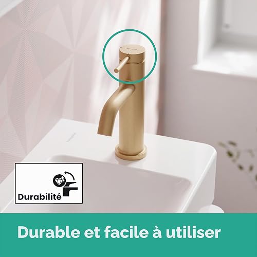 hansgrohe Tecturis S - Bathroom tap Without Waste Set, Energy-Saving (CoolStart), Bathroom Sink Water tap with spout Height 80mm, Bathroom Mixer tap Water-Saving (EcoSmart+), Brushed Bronze, 73301140 - 9