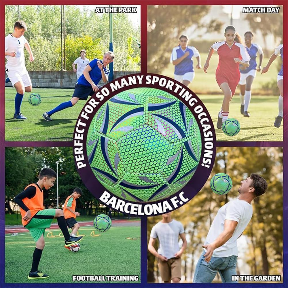 Offizielle Größe 5 Leuchtender Fußball, Fußball Leuchten im Dunkeln für Nachtspiele Training, Sport Leuchtfußball Kinder Erwachsene, Lederfussball mit Pumpe
