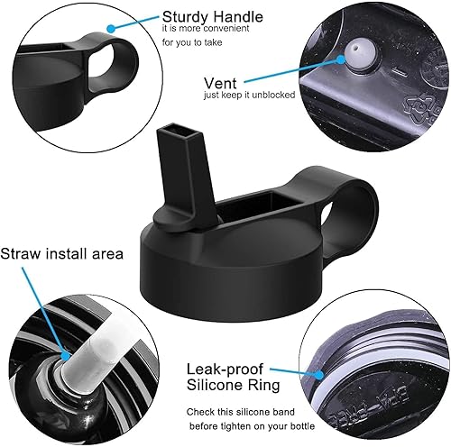 Miniatura 3 de The Mass - Tapa de boca ancha con popote compatible con la mayoría de las botellas deportivas