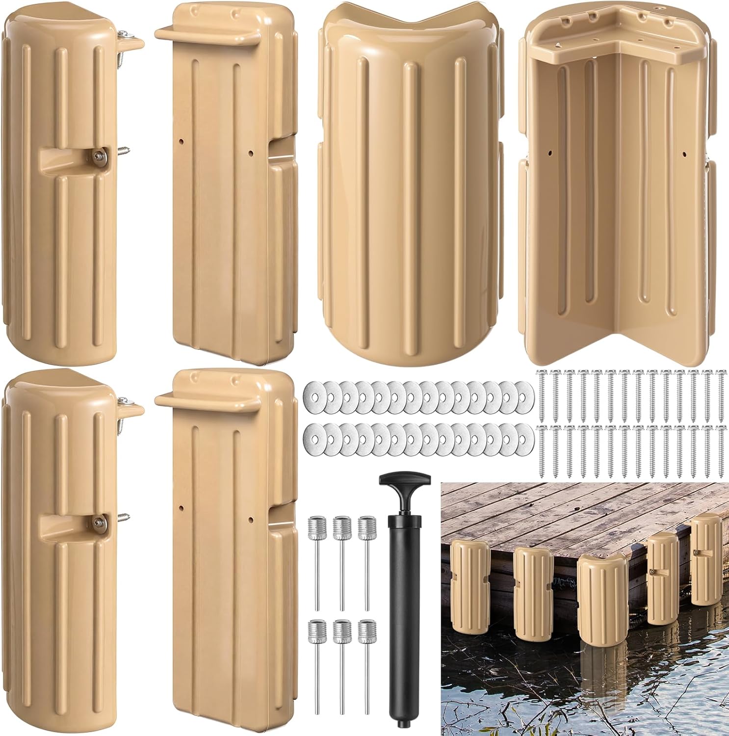 Timtin Dock Corner Bumper Fender Inflatable Boat Dock Bumpers for Vertical and Corner Protection Soft Uv-Resistant PVC Includes Stainless Steel Mounting Hardware 15.2 x 6 x 4.5 Inch