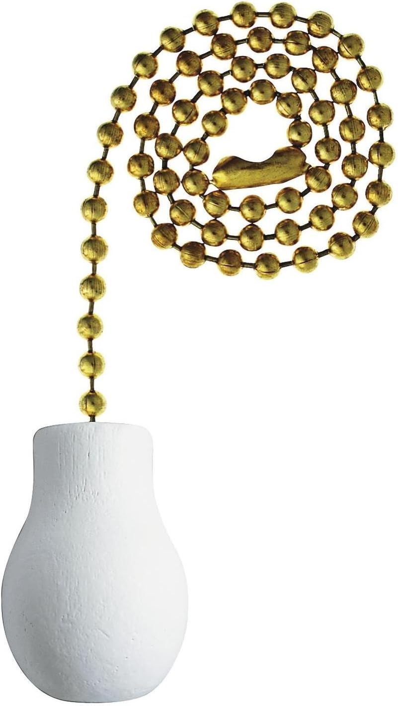 Westinghouse7701400 White Wood Knob Pull Chain, Brass