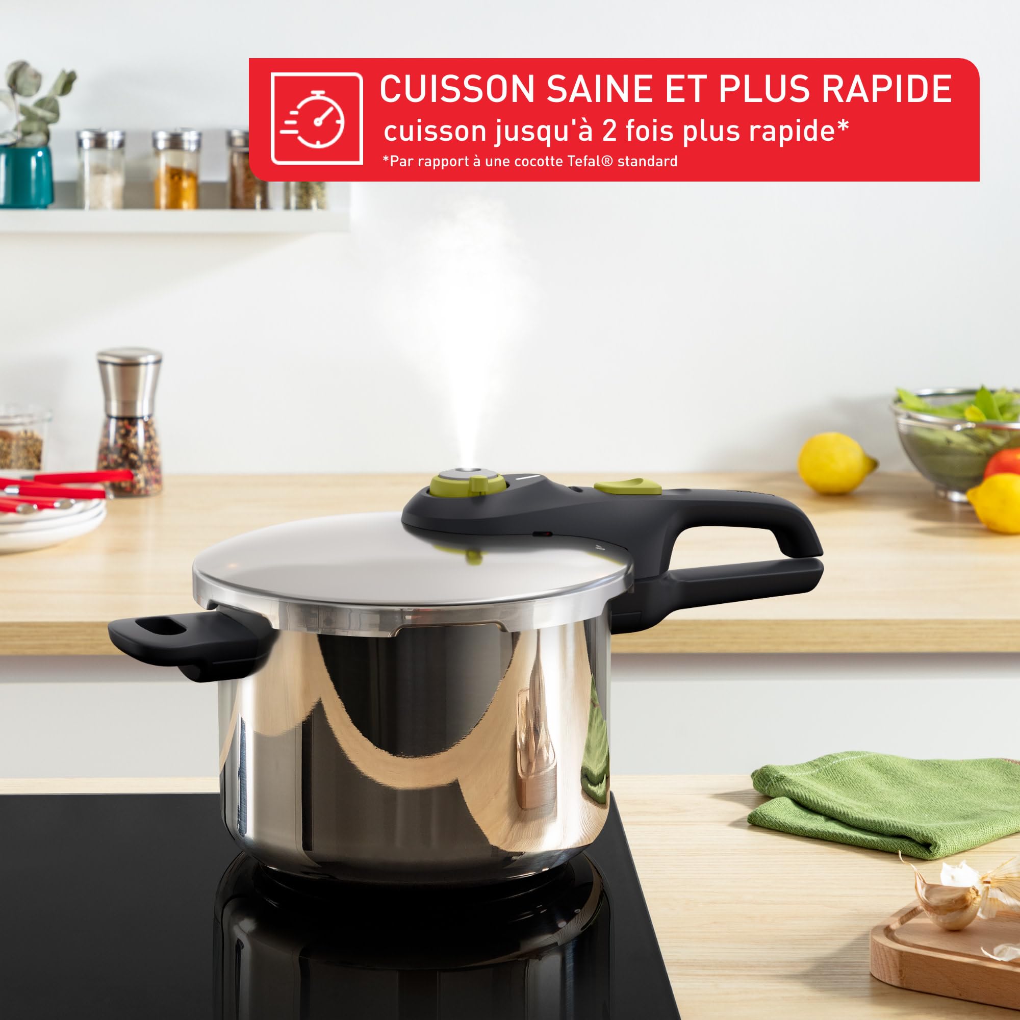 Tefal Secure Neo 8L, Cocotte-minute en acier inoxydable, Pour 5-8personnes, Résultats rapides, La qualité au juste prix, P2534449
