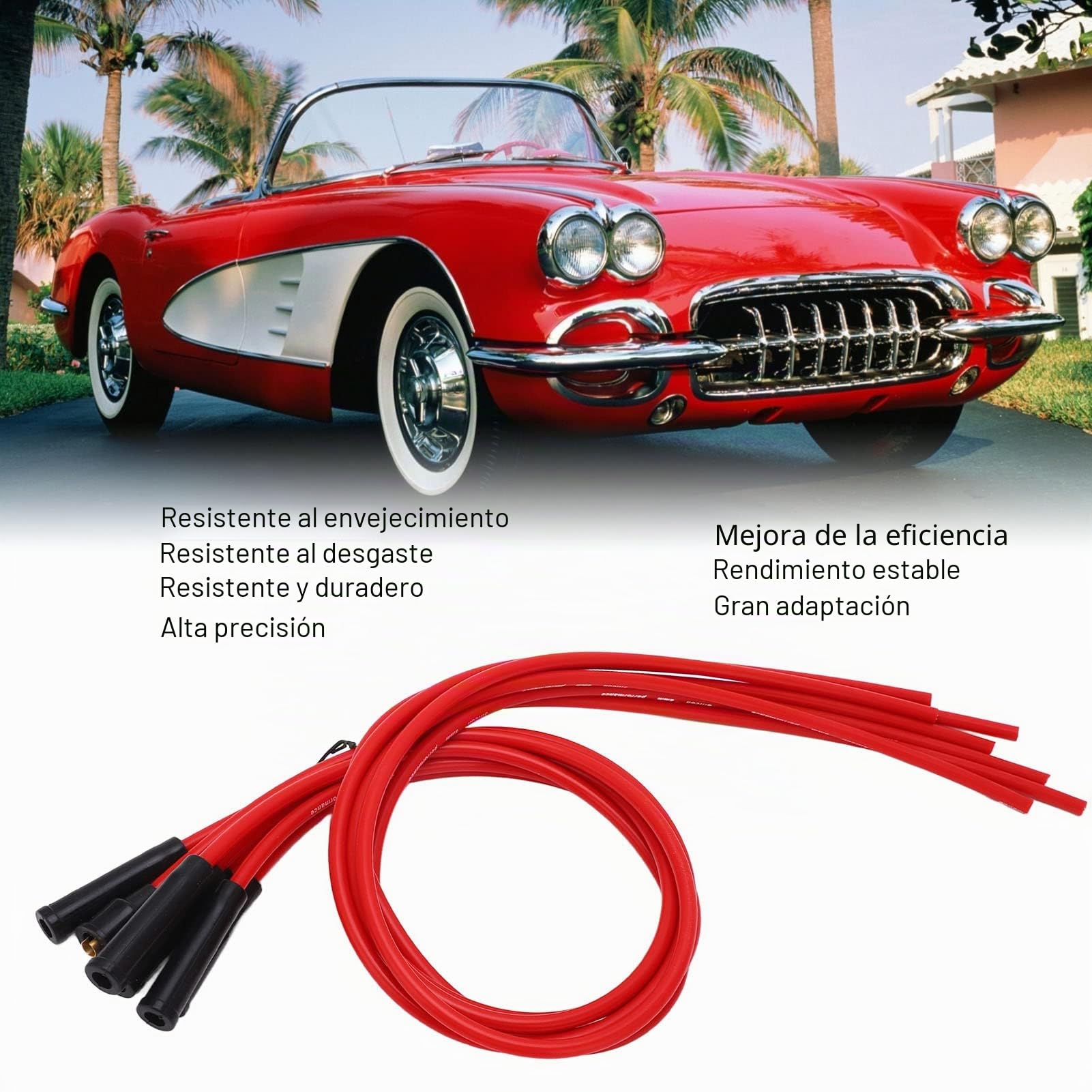 Juego de Cables de Encendido de Bujía de Alto Rendimiento, 8mm de Diámetro, 1m de Longitud, Juego de Cables de Bujía de Encendido para Coches Clásicos de 6 Cilindros