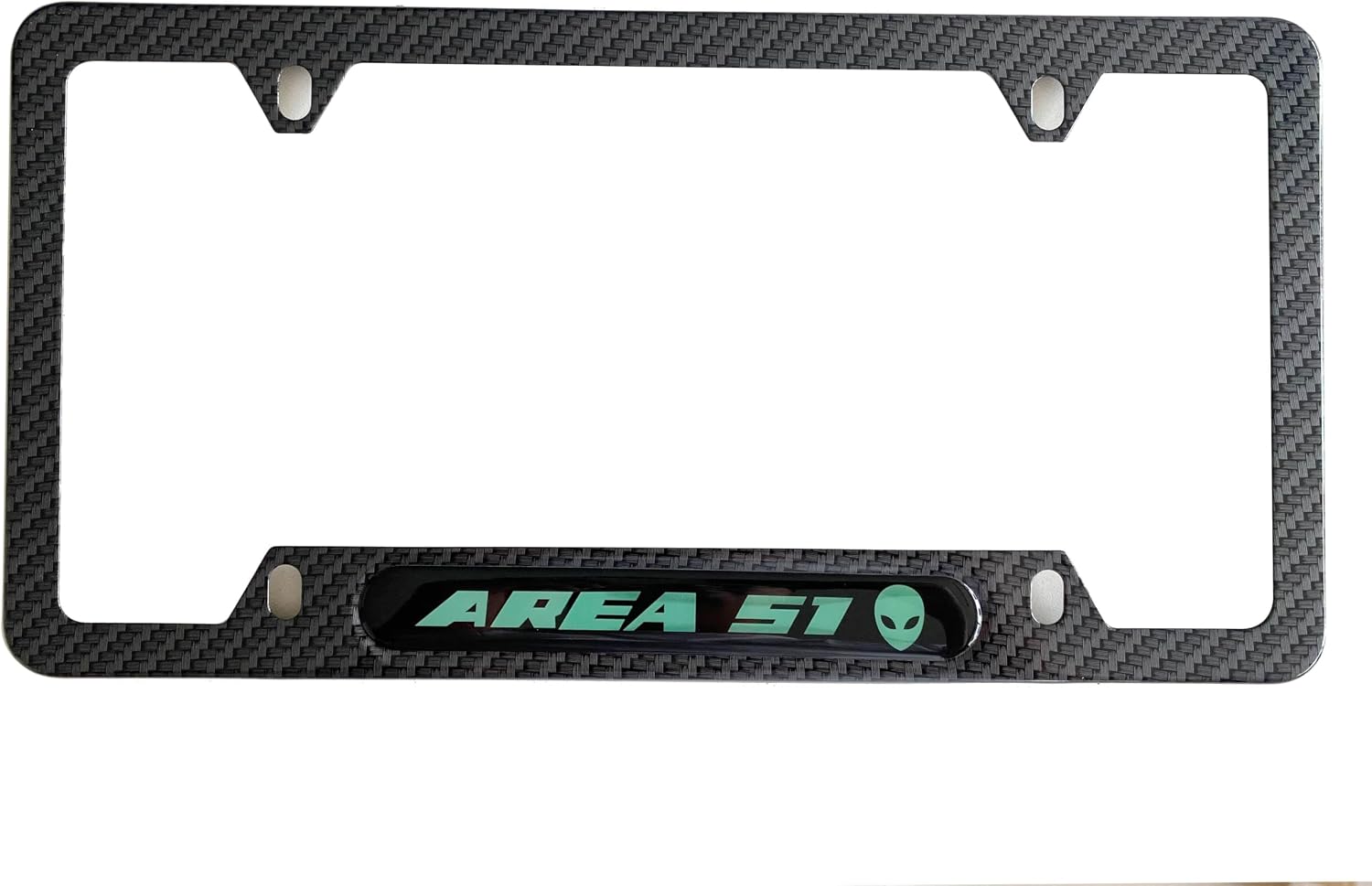 Carbon Fiber Alien UFO License Plate Frame Cover Holder Area 51 Truck Car Accessories Stainless Steel 1PC, CPK22PW