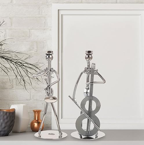 Miniatura 9 de ARTIBETTER Escultura decorativa de músico, juego de 4 figuras de acento, figura de banda de música de hierro, estatua de músico, guitarrista para