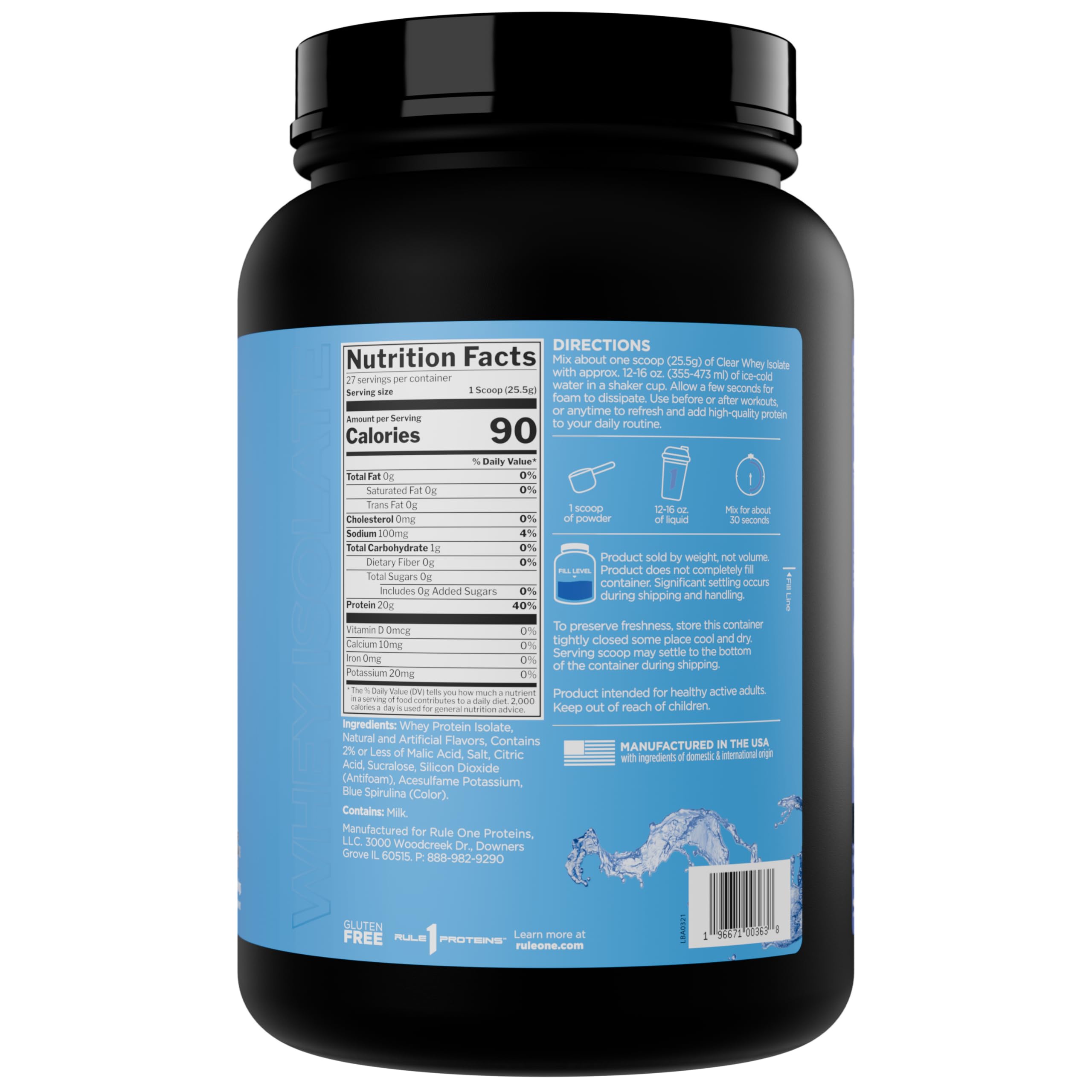 Rule1 R1 Clear Isolate (689g) Blue Raspberry - Eiweiße - Klares Protein