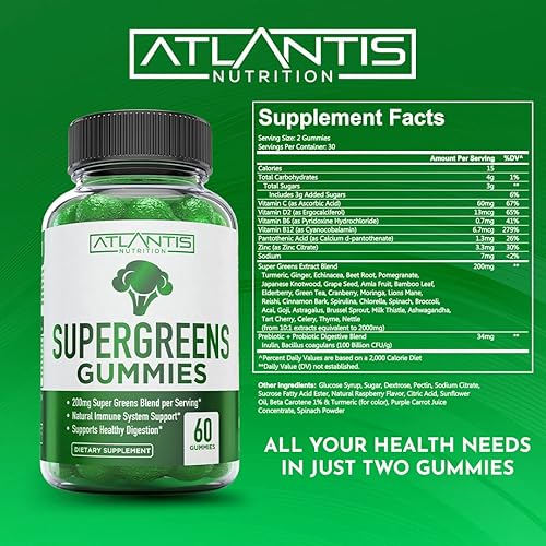 Miniatura 9 de Gomitas Supergreens & Ashwagandha – Ashwagandha promueve la calma y mejora el sistema inmunológico – Deliciosas superverduras con espinaca, brócoli,