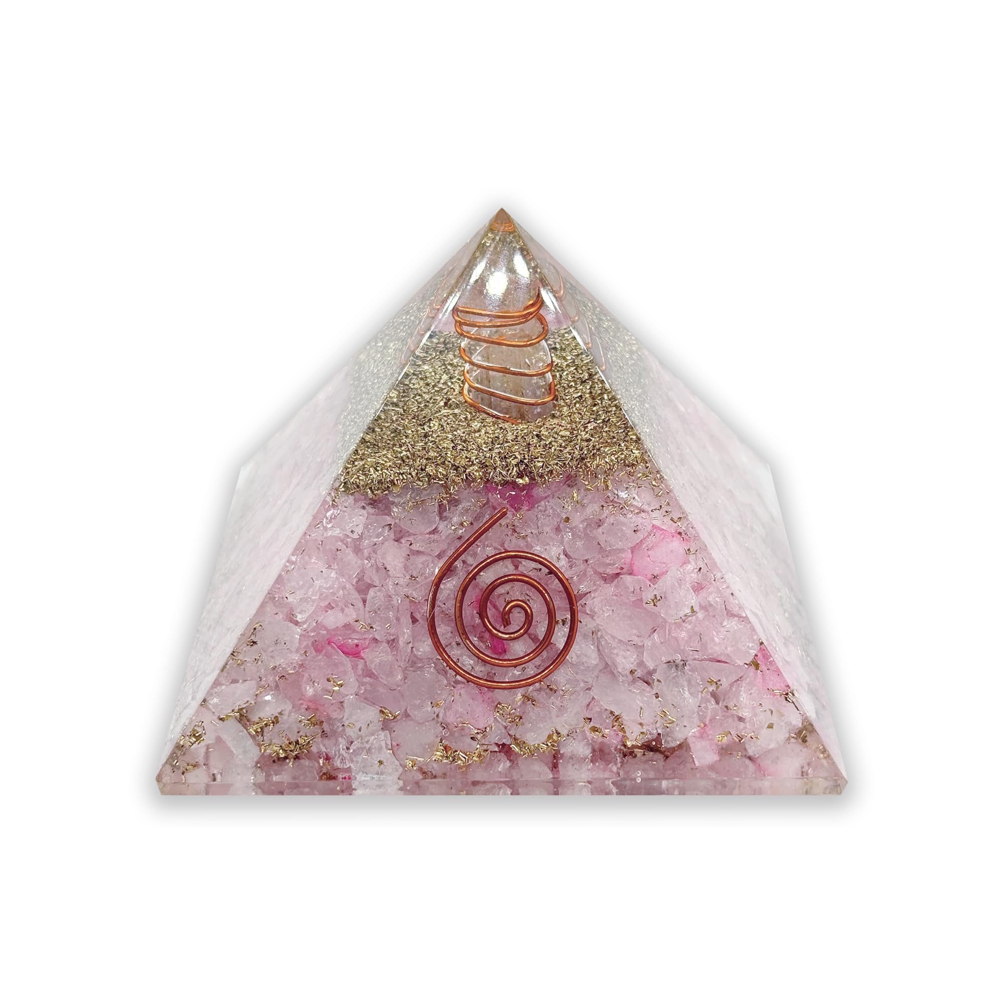 LAMARE - Pirámide de Orgonita con Cuarzo Rosa - Equilibrio Energético y Espiritualidad – Ambiente de Calma y Equilibrio – Armonía y el Bienestar – 3” (76 mm aprox.)