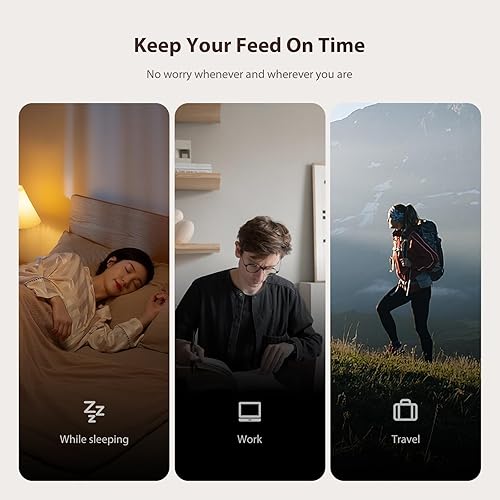 Vista 9 de IMIPAW Alimentadores automáticos para gatos, dispensador de alimentos secos para gatos con temporizador de 3 litros, fuente de alimentación doble