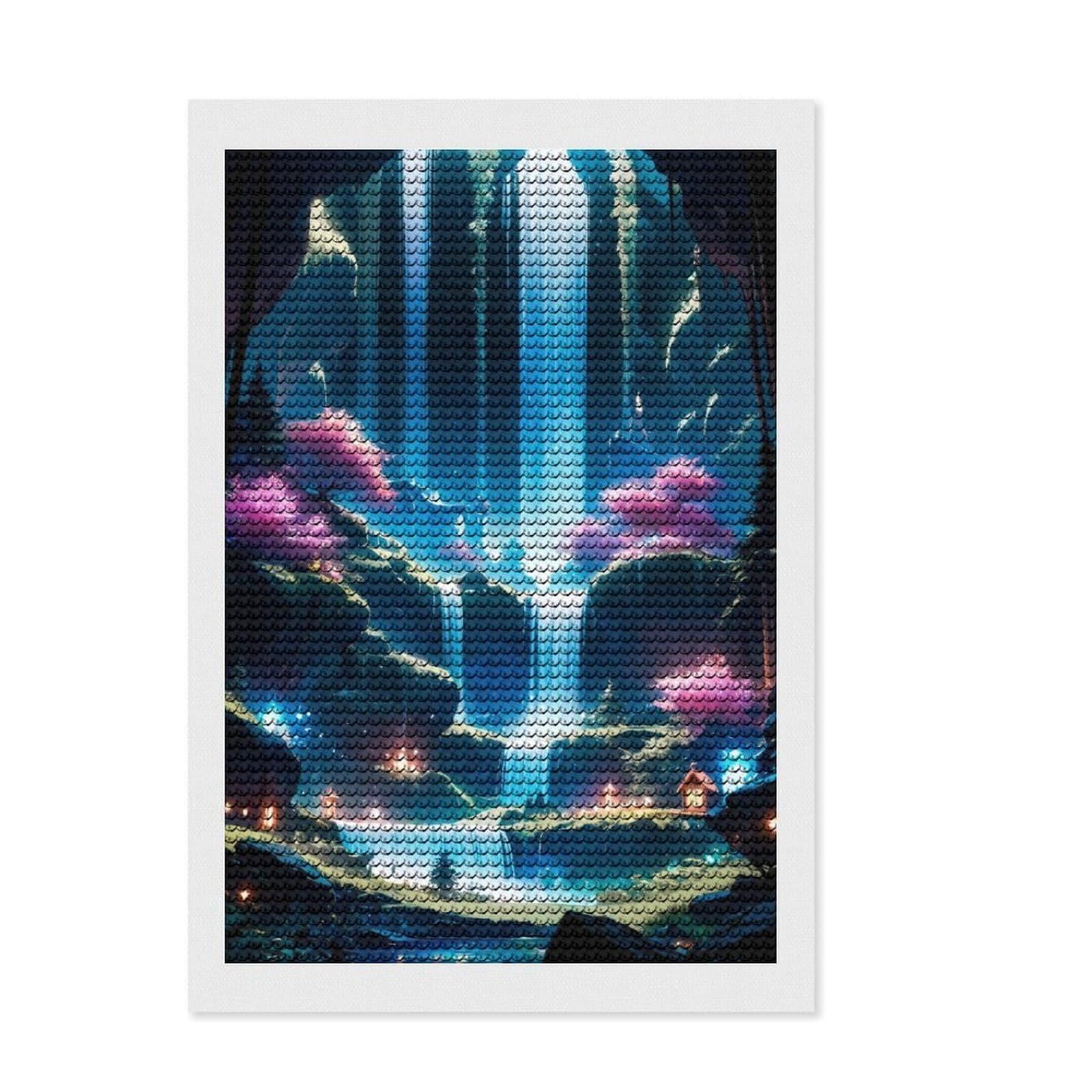Junmoney Serenity Cascade Diamond Painting Kit 8"x12", for Adults, Aesthetic Room Decor, Enjoyable At-Home Hobby, Thoughtful Handmade Gift