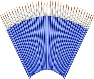 Round Paint Brushes，50 Pcs Art Paintbrushes for Kids/ Artists/Painters/Beginners/Students ，Short Plastic Handle，Nylon Hair...