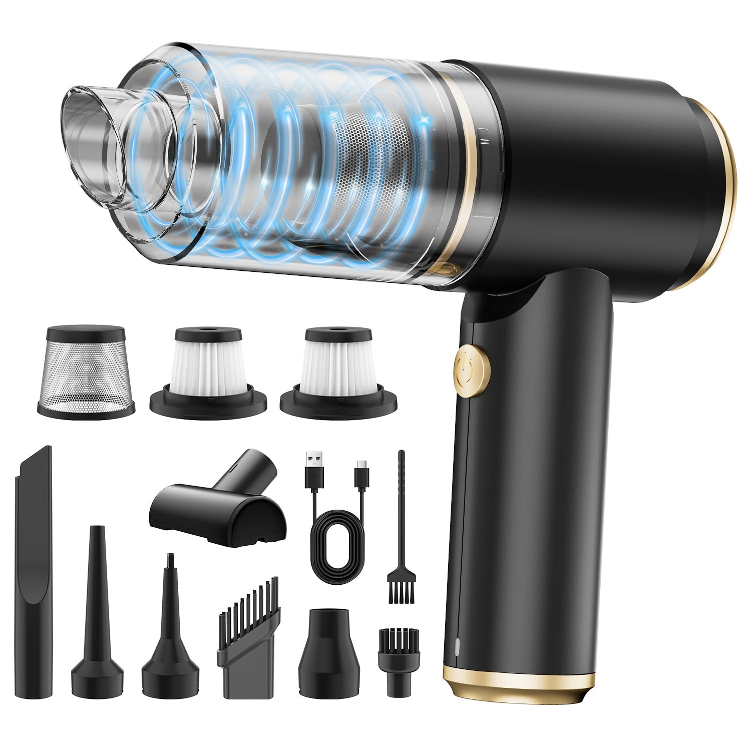 Handy Cleaner, Multifunctional, Car Vacuum Cleaner, 30,000 Pa, Strong Suction, Blowing/Suction, Air Pump/Air Release, 7 Types of Nozzle Attachments, Type-C Rapid Charging, Large Capacity Battery, Wet-image-11