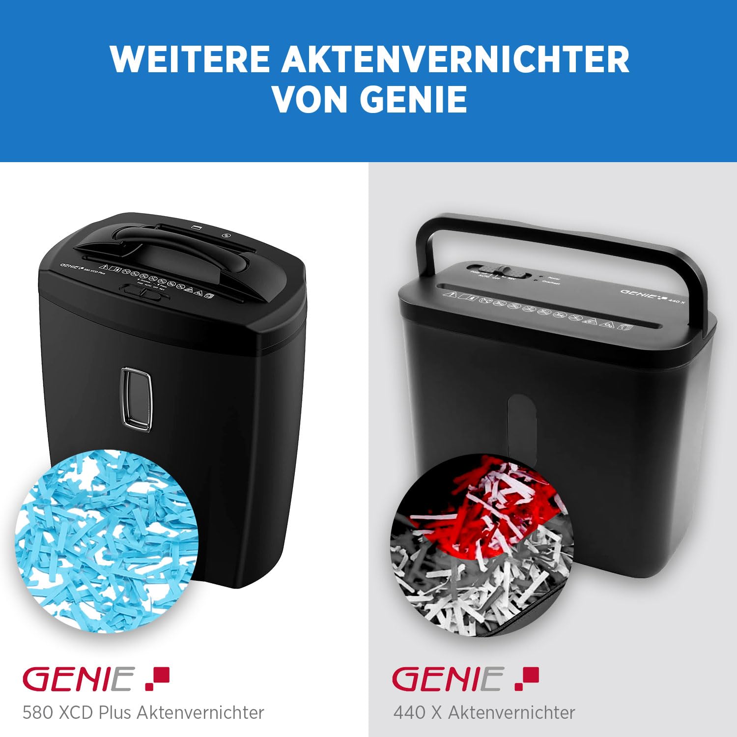 Genie Trituradora de papel 480X, 8 hojas, corte en partículas, nivel de seguridad P-4, función de arranque y parada automática, papelera de 12 L, protección contra sobrecalentamiento, trituradora de