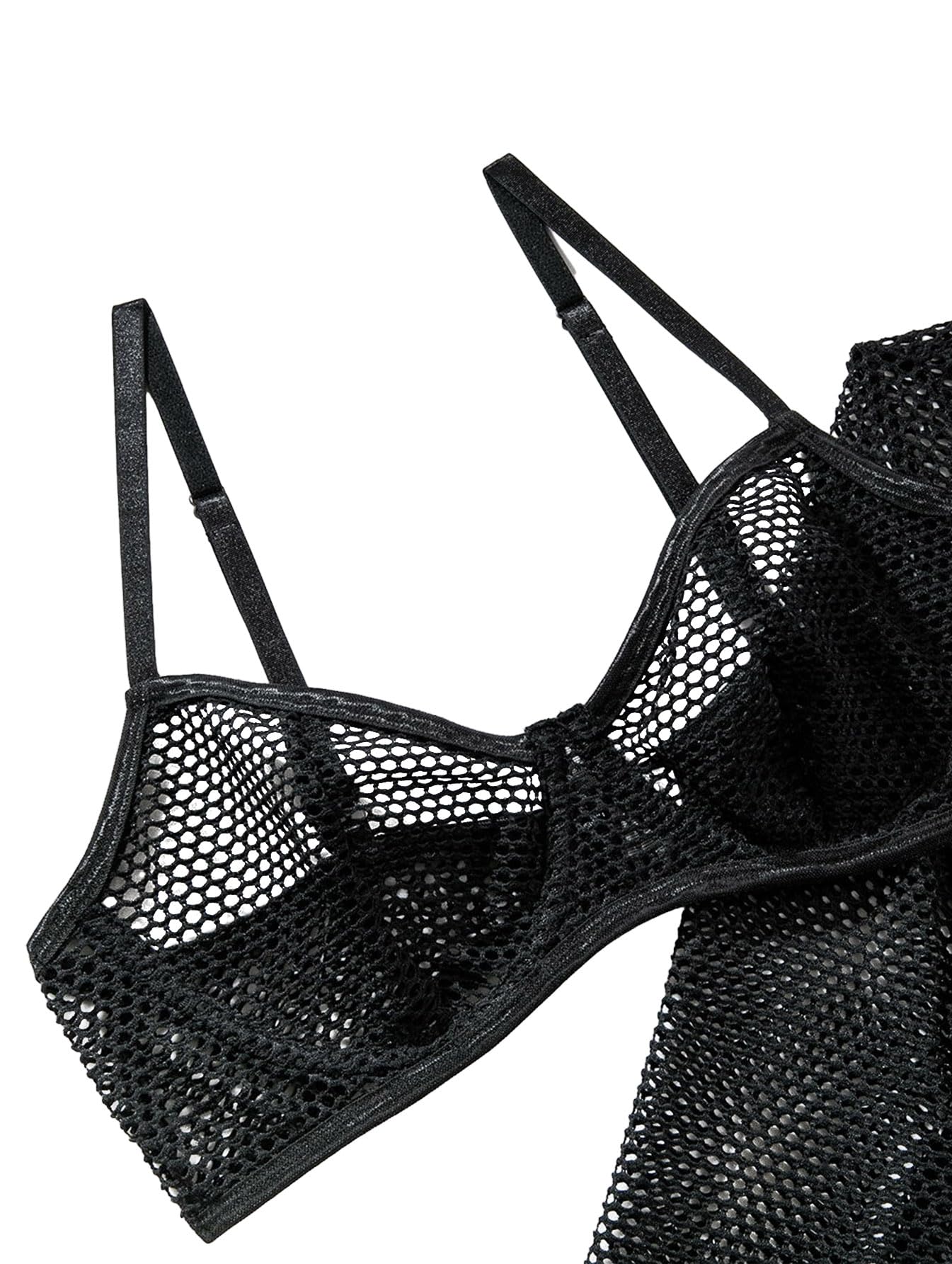 Fishnet Sheer Lingerie Set