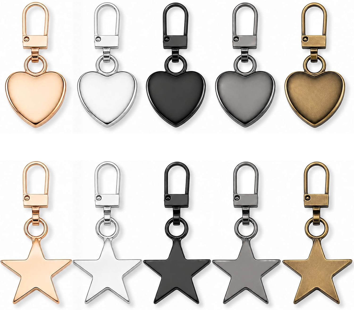 Qianyu 10 Pcs Zipper Pull Charms Zipper Tab Clips Replacement Keychain