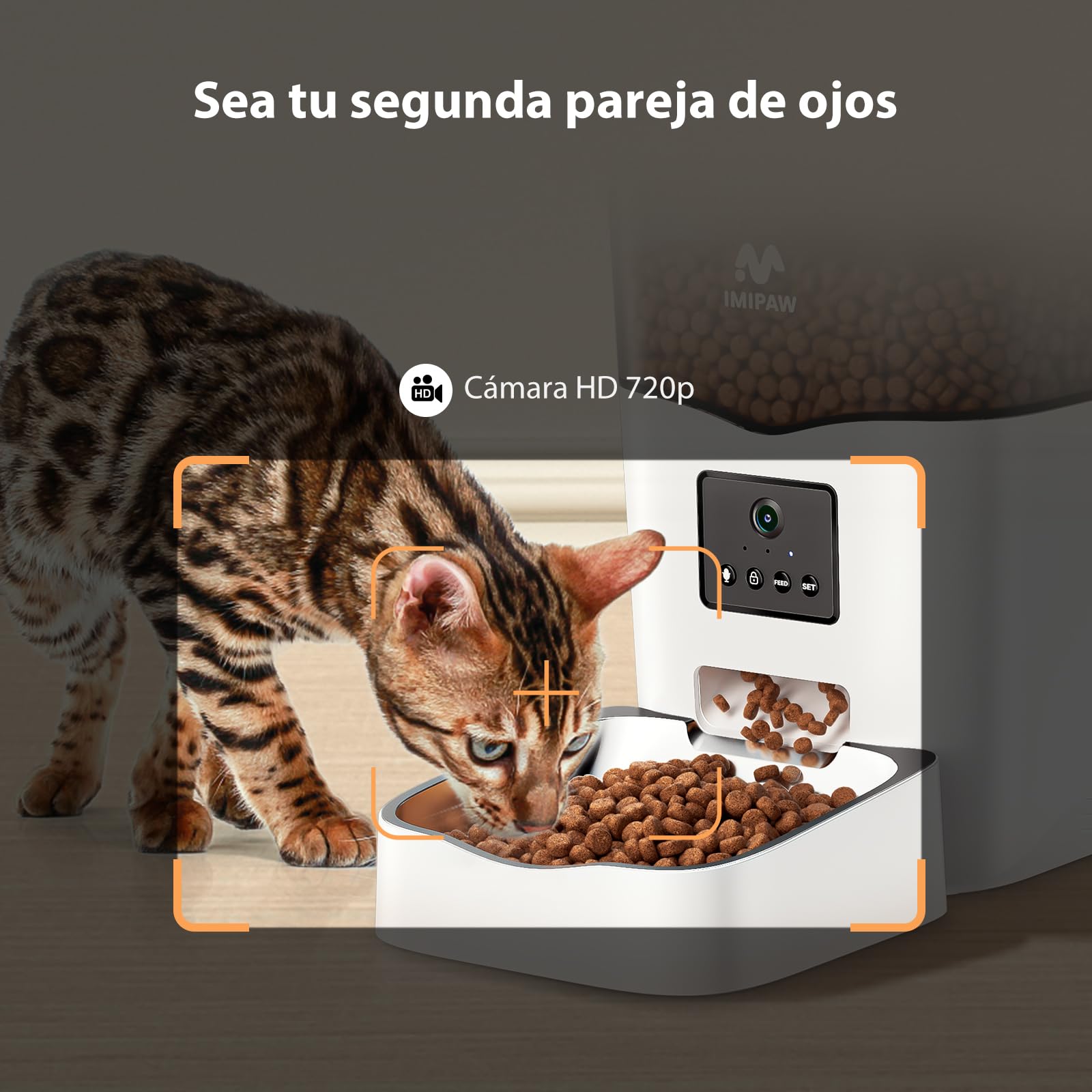 IMIPAW Distributore Automatico Cibo Gatti 5G WiFi con Telecamera, 1080P HD, Tecnologia Anti Intasamento, Dispenser Automatico Cibo per Animali con Controllo APP (Bianco, 3L)