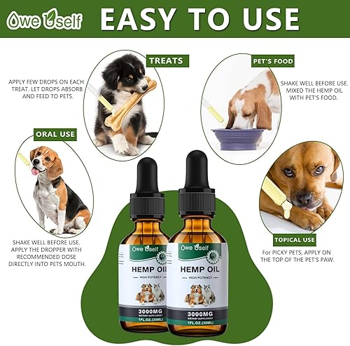Miniatura 2 de Paquete de 2 aceites de cáñamo para perros y gatos alivio de la ansiedad artritis convulsiones alivio del dolor salud de la piel extracto de aceite