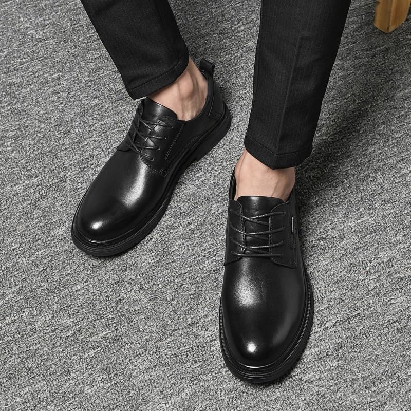 Mens Casual Oxfords Shoes Lace Up Formal Dress Shoes Leather Men's Fashion Slip-on Leather Shoes2