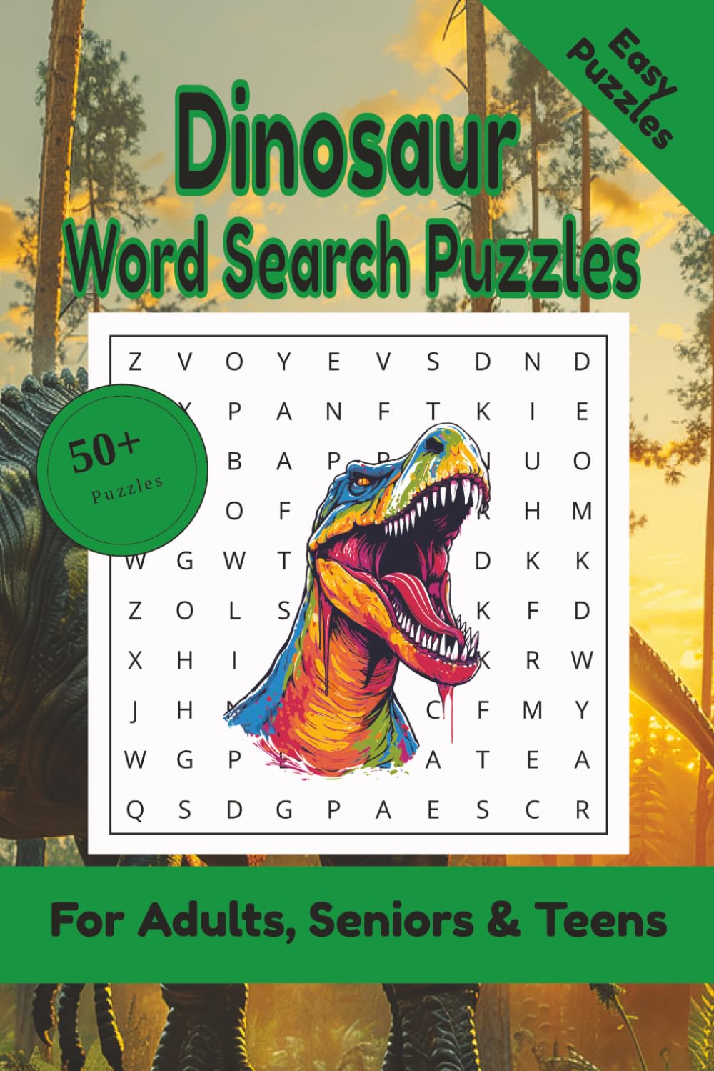Dinosaur Word Search Puzzle: 50+ Puzzles Word Search Easy to Read about Dinosaur and More | 6x9 inches, 110 pages | Gift for Dinosaur & Jurassic Lover