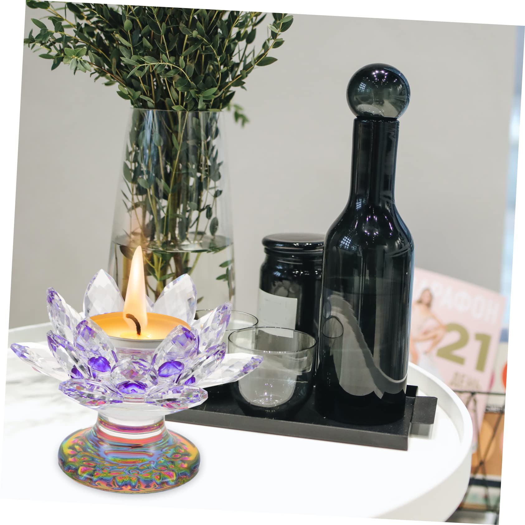 Cabilock Lot De 2 Bougeoirs en Métal en Forme De Fleur De Lotus Élégants Et Décoratifs pour La Maison